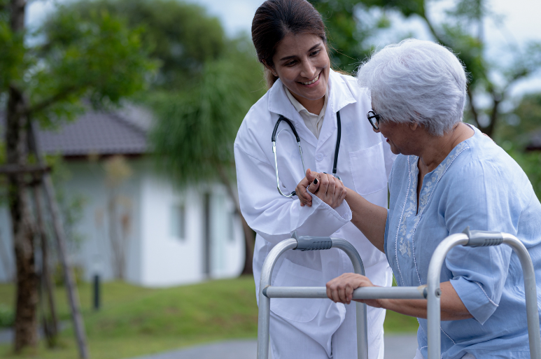 caregiver taking care of senior
